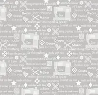 07596 11 Sewers Wisdom  Grey   (My Happy Place)  By Contempo   100% Cotton 1