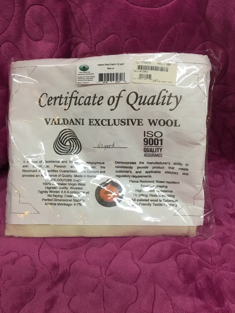 1/2 Yard Of Cream Wool. Valdani Exclusive Wool 1