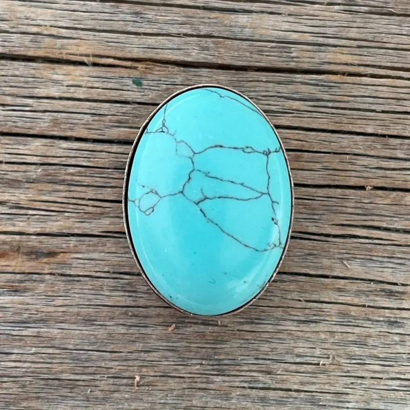 1" Oval Cabochon Stone Concho - Turquoise, Fuchsia, Rust, Blue, Sage, Lapis, White, Green 4