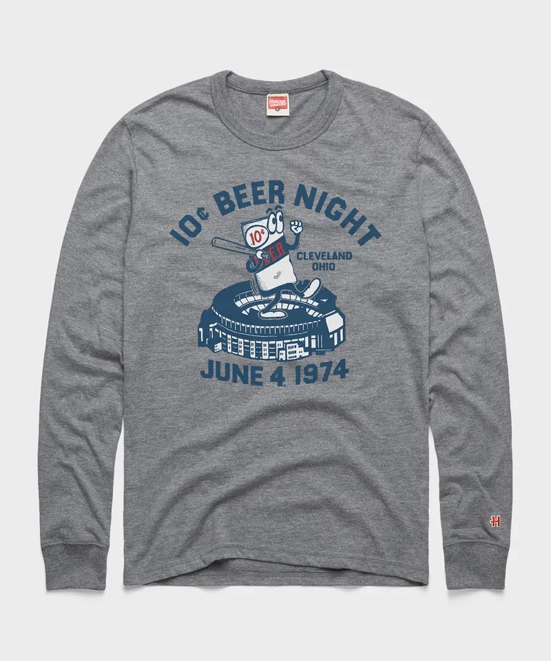 10 Cent Beer Night Cleveland Ohio Long Sleeve Tee 1
