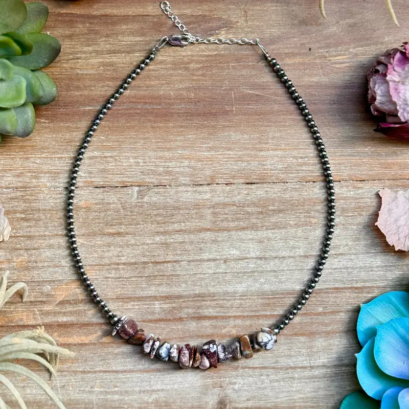 14” Wild Horse Choker – Sterling Silver Pearls 1