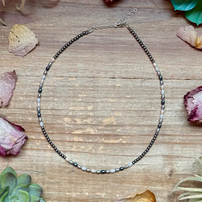15.25” Freshwater Pearl Necklace – Sterling Silver Chain 1