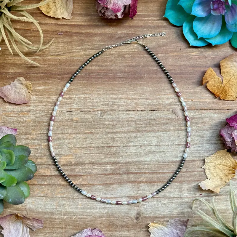 15.25” Pink Freshwater Pearl Necklace – Sterling Silver Pearls 1
