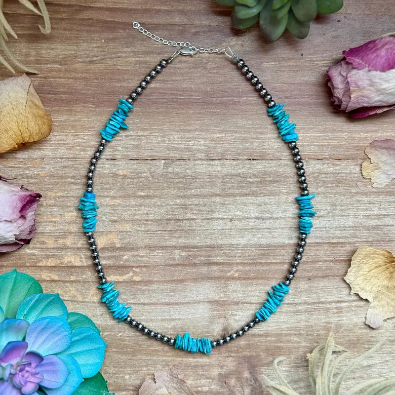 16” Light Blue Turquoise Chip Necklace 1