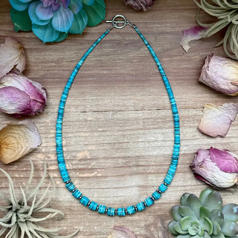 19” Graduated Turquoise Heishi Necklace – 5Mm Saucers 1
