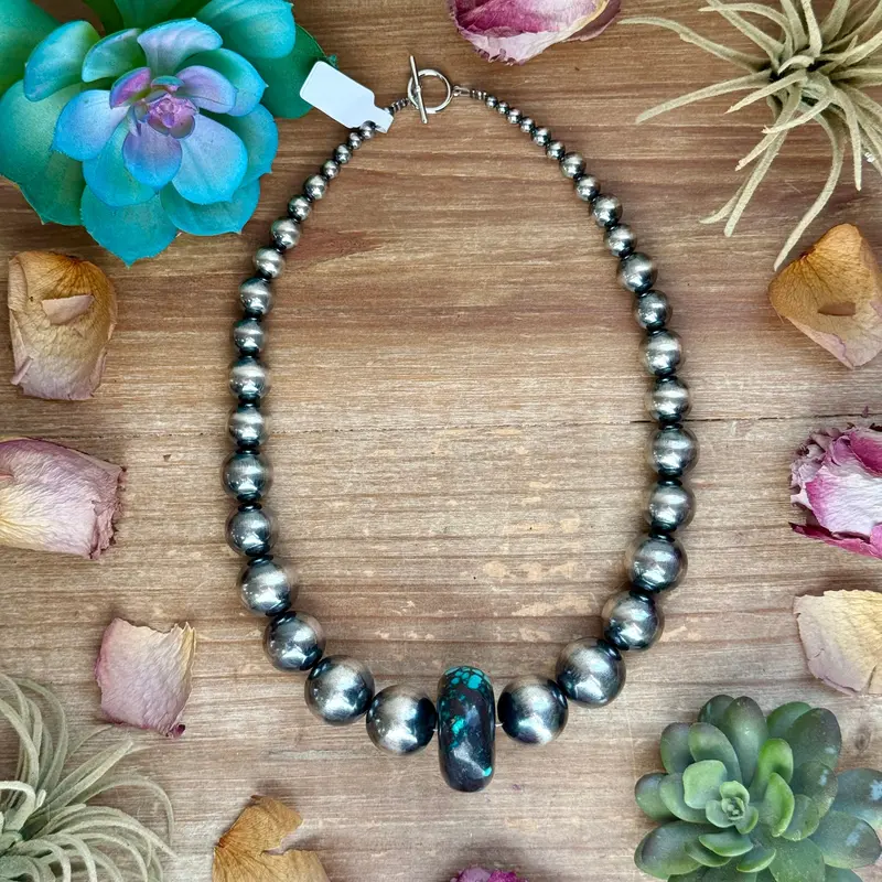 19” Graduated Turquoise Rondelle Necklace 1