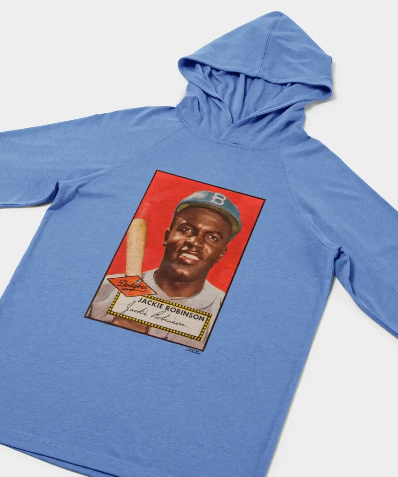 1952 Topps Baseball Jackie Robinson Dodgers Lightweight Hoodie 2