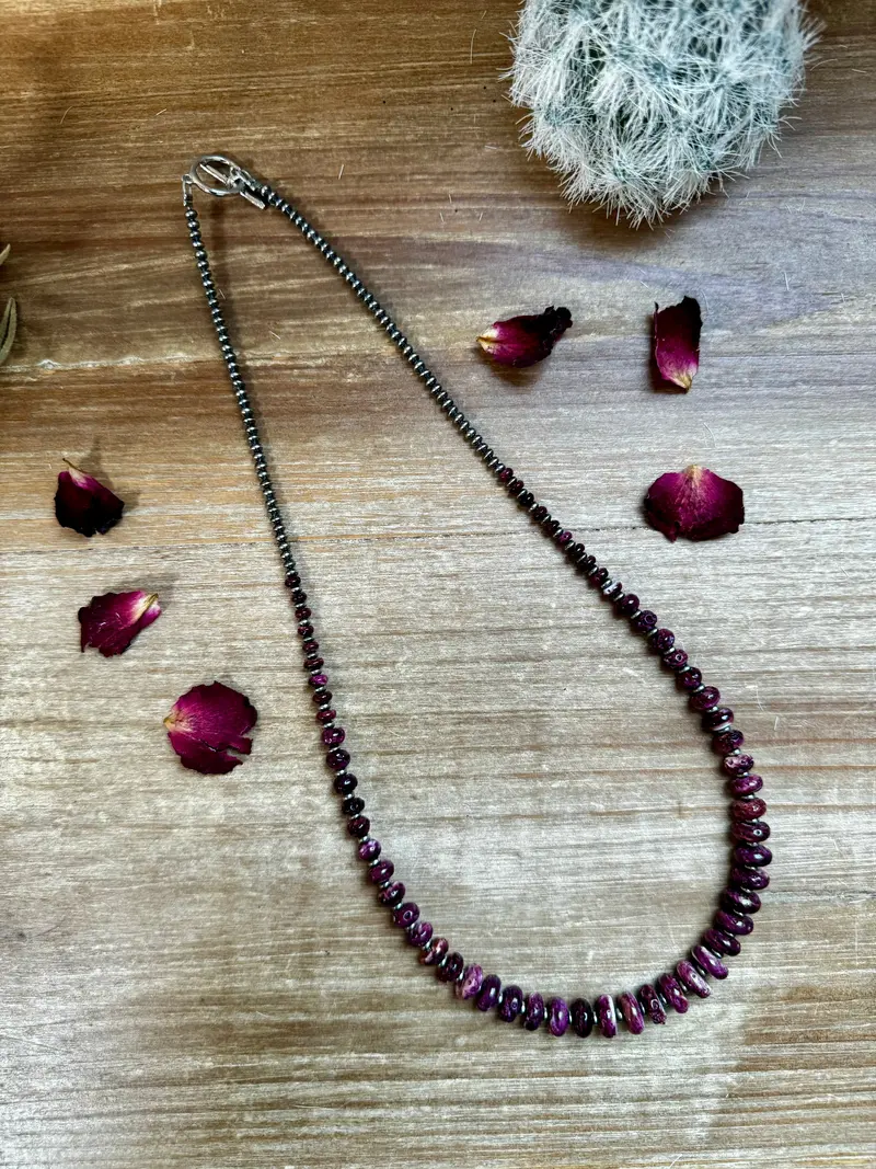 20 Inch Purple Spiny Shell And 3 Mm Sterling Silver Pearls 1