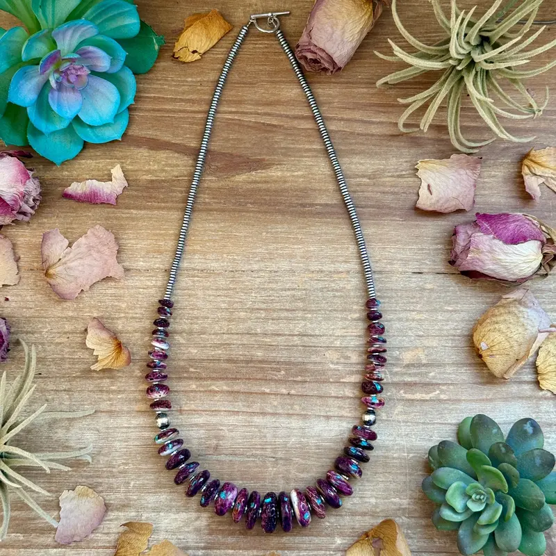 23” Purple & Turquoise Spiny Necklace 1