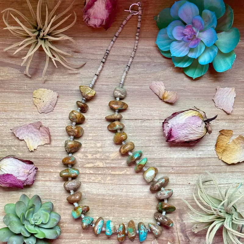 26” Shell & Turquoise Nugget Necklace 1