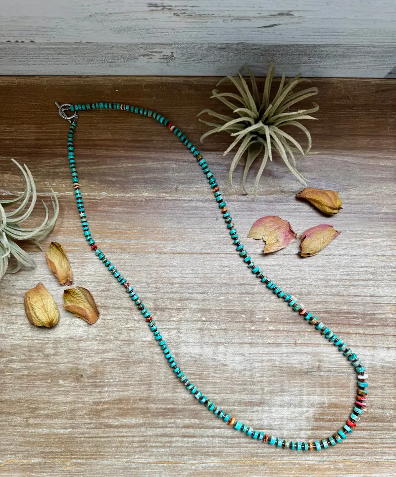 33” Graduated Turquoise & Spiny Oyster Necklace 1