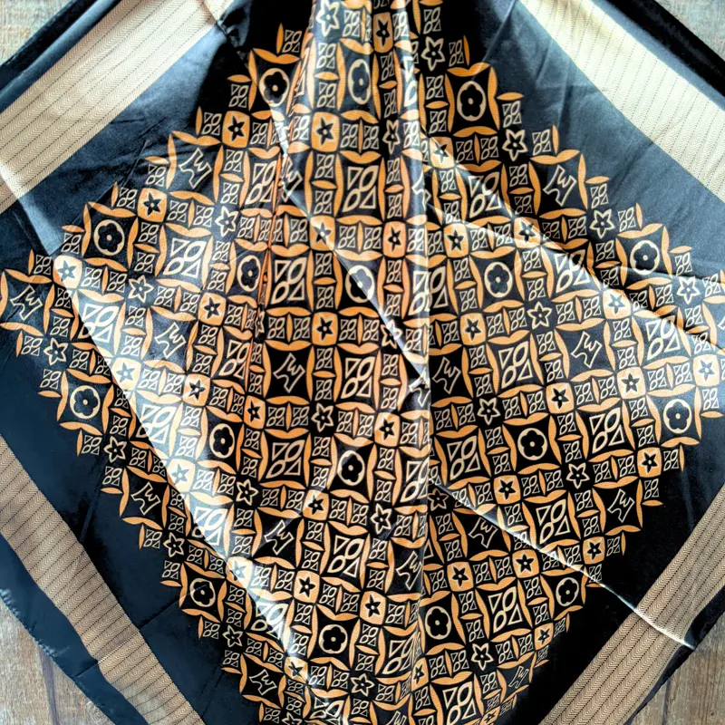 35X35" Black And Yellow Multi Pattern Wild Rag / Scarf Wr1032x 2