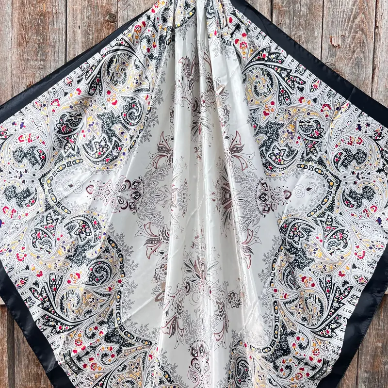 35X35" Black Floral Wild Rag / Scarf Wr3420 2