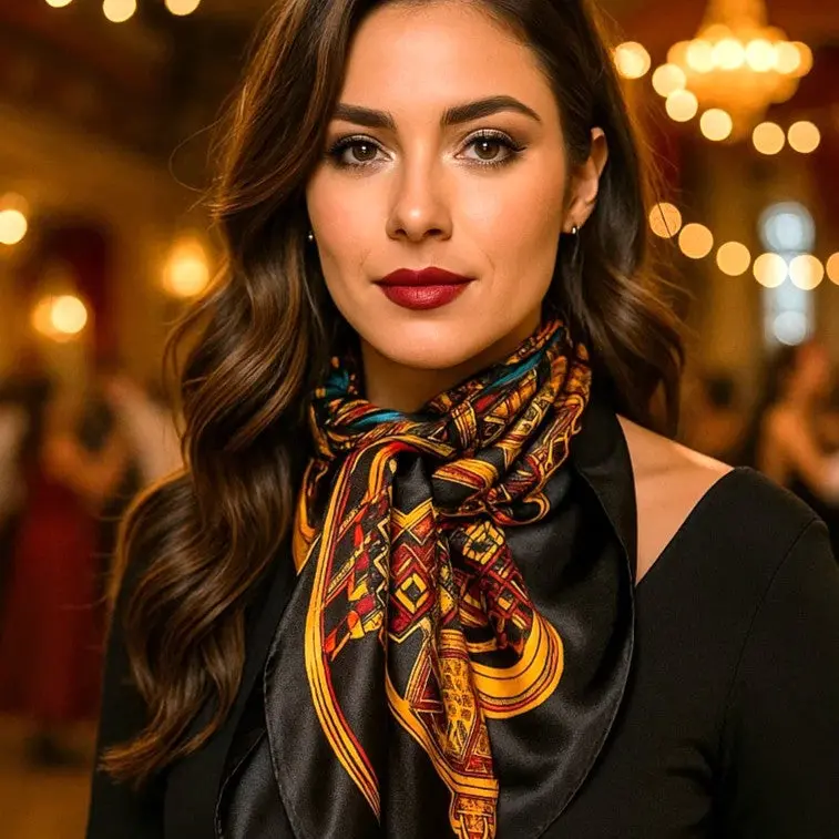 35X35" Black & Gold Wild Rag / Scarf Wr3303x 1