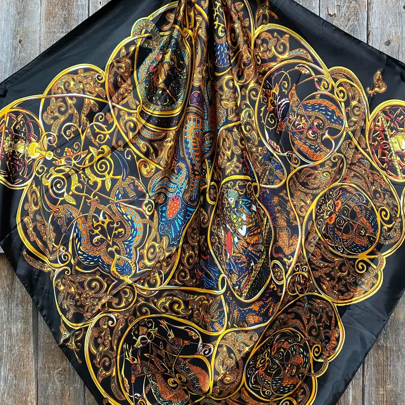 35X35" Black & Gold Wild Rag / Scarf Wr3303x 2