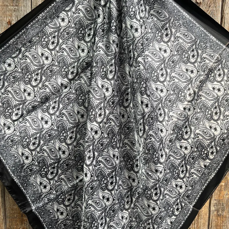 35X35" Black & White Paisley Wild Rag / Scarf Wr3401 2