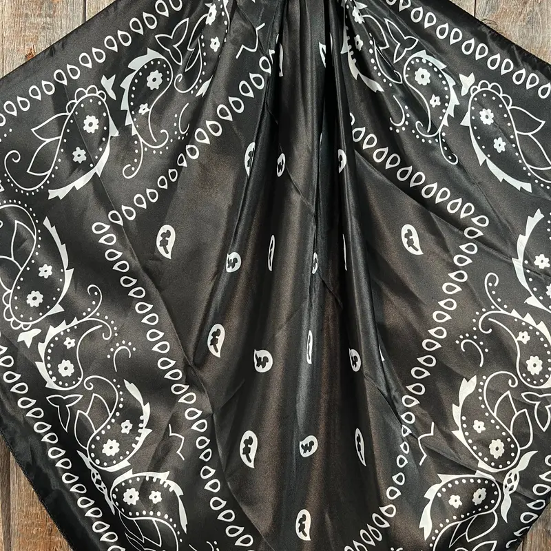 35X35" Black & White Paisley Wild Rag / Scarf Wr3411 2