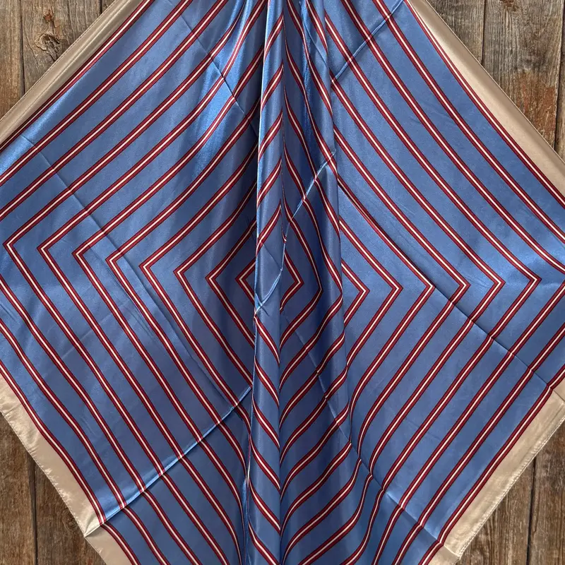 35X35" Blue And Burgundy Stripes Wild Rag / Scarf Wr547 2