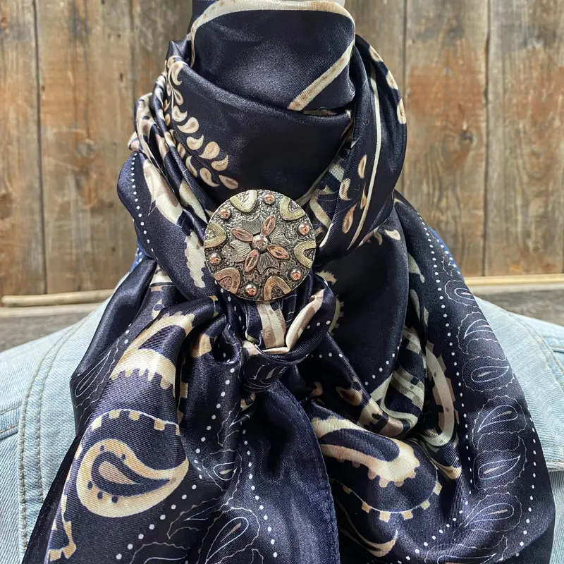 35X35" Blue And Cream Paisley Wild Rag / Scarf -W147l Slide Wrc433b 1