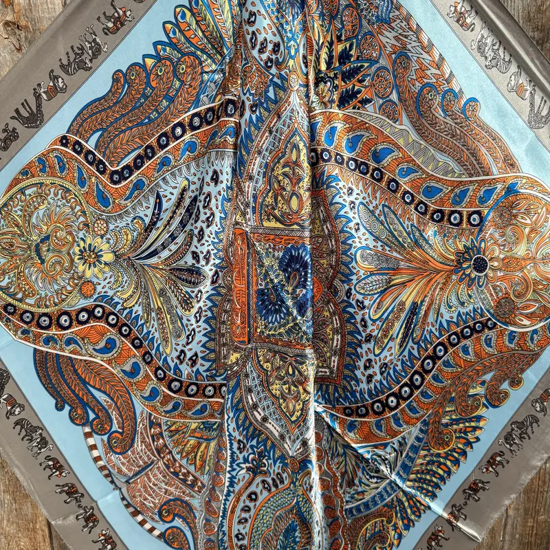 35X35" Blue And Grey Safari Wild Rag / Scarf Wr3399 2