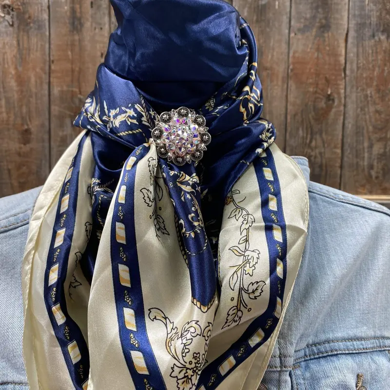 35X35" Blue Carriage Wild Rag / Scarf - Antique Ab Slide Wrc328a 1