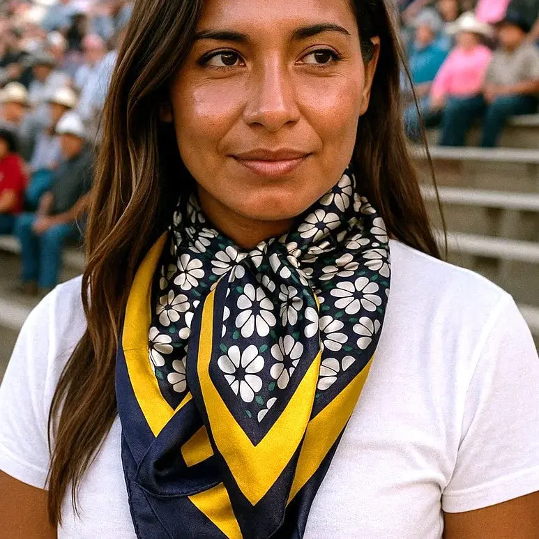 35X35" Blue & Gold Clovers Wild Rag / Scarf Wr3171 1