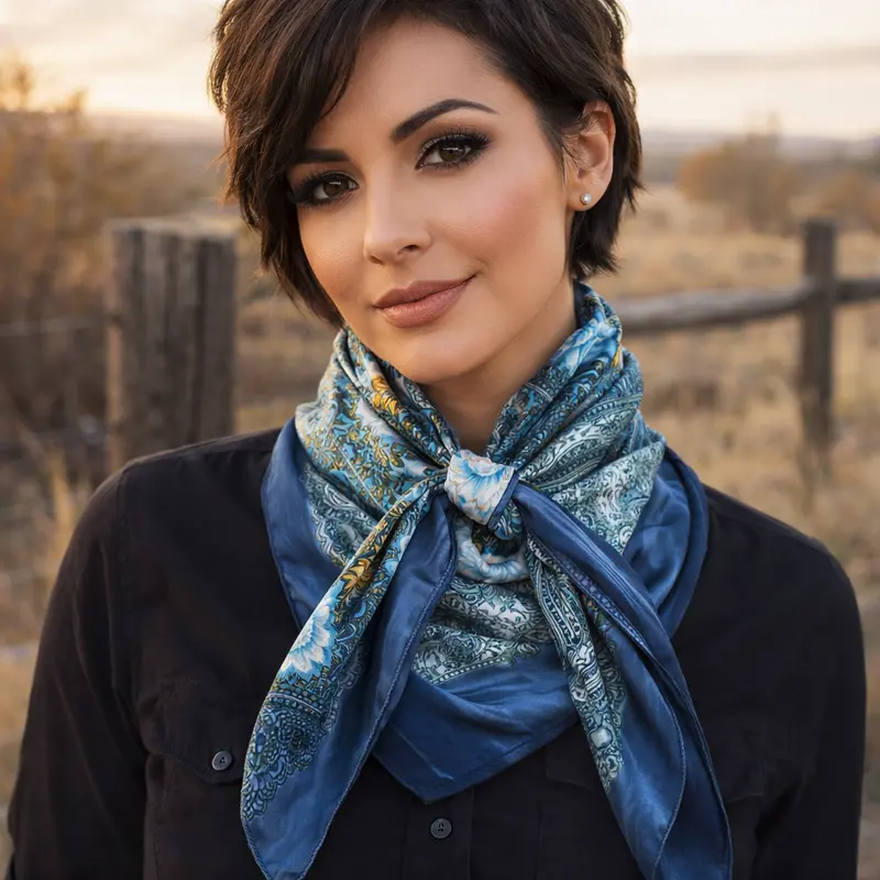 35X35" Blue Leaf Wild Rag / Scarf Wr1031 1