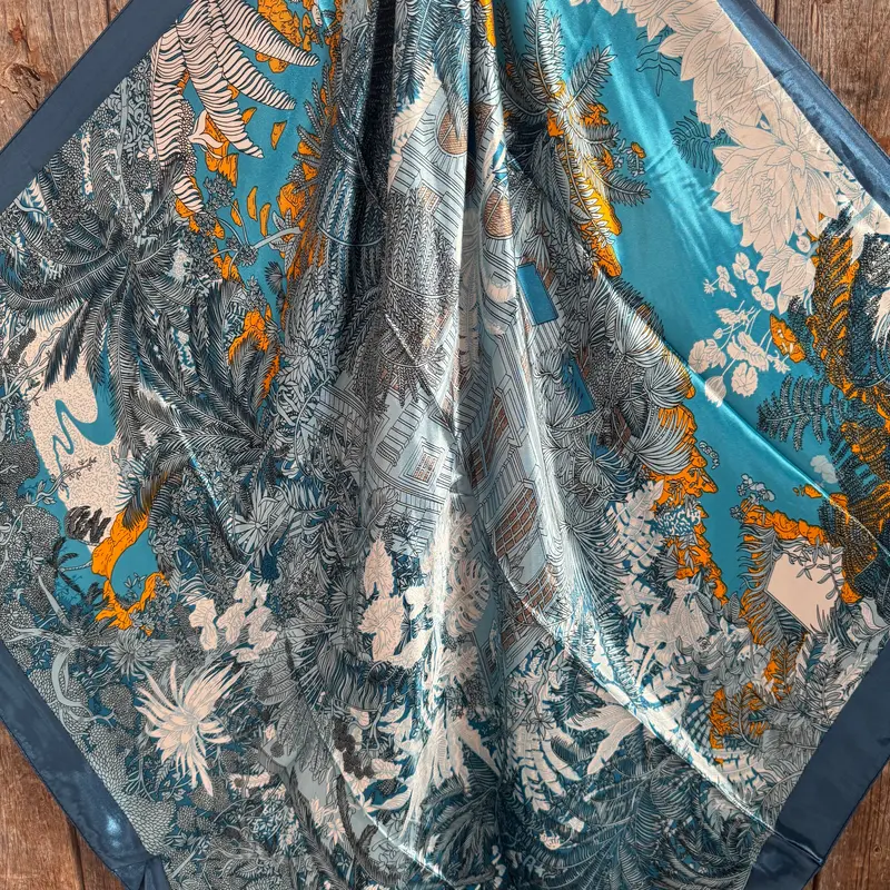35X35" Blue Leaf Wild Rag / Scarf Wr1031 2