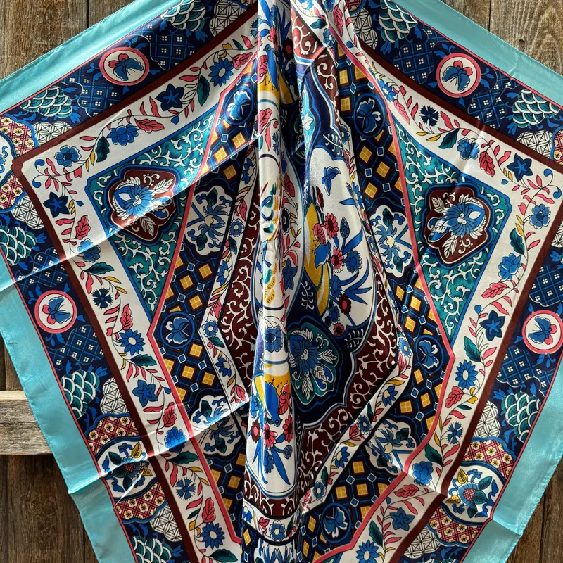 35X35" Blue Multi Pattern Wild Rag / Scarf Wr1015 2