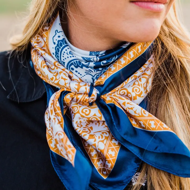 35X35" Blue Two-Toned Paisley Wild Rag / Scarf Wr3300 1