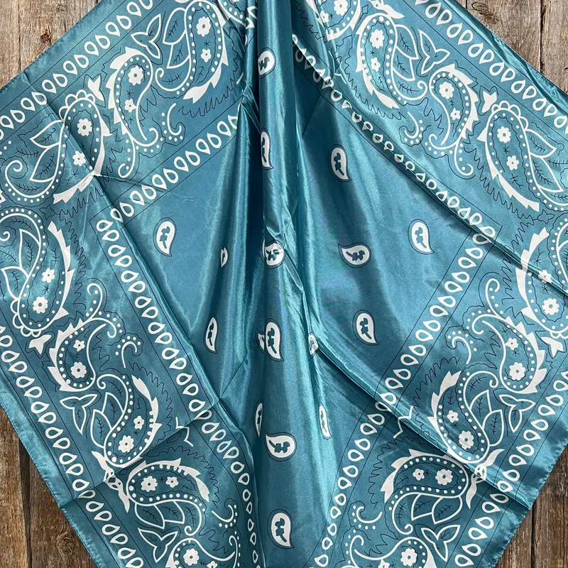 35X35" Blue & White Paisley Wild Rag / Scarf Wr3414 2