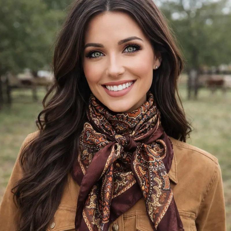 35X35" Brown And Orange Paisley Wild Rag / Scarf Wr3452 1