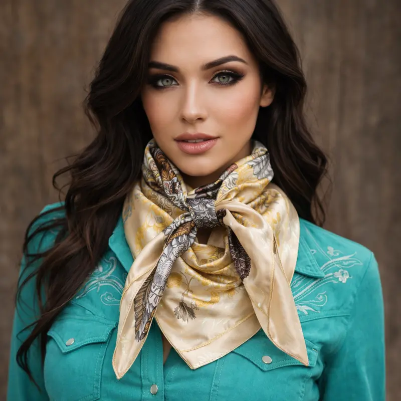 35X35" Brown And Tan Leaf Wild Rag / Scarf Wr1032 1
