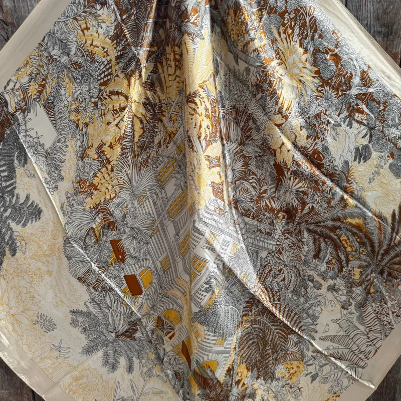 35X35" Brown And Tan Leaf Wild Rag / Scarf Wr1032 2