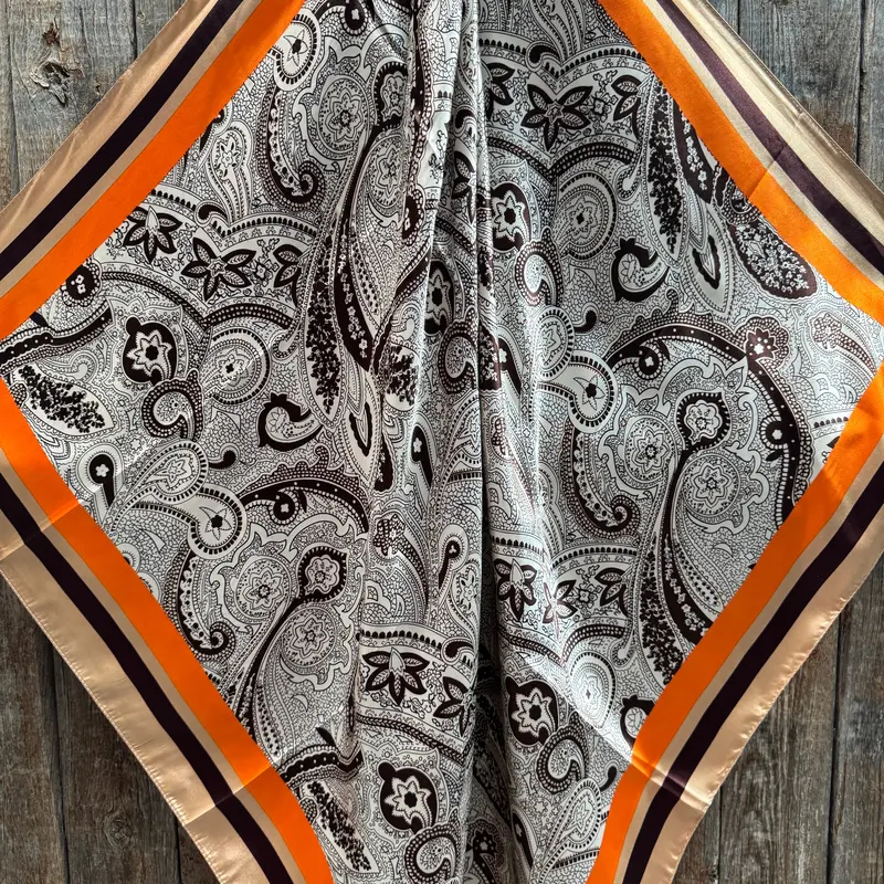 35X35" Brown And Tan Paisley Wild Rag / Scarf Wr3446 2