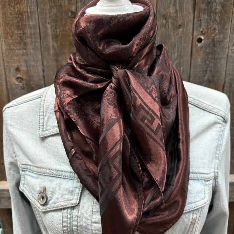 35X35" Brown Jacquard Wild Rag / Scarf Wr4002 2