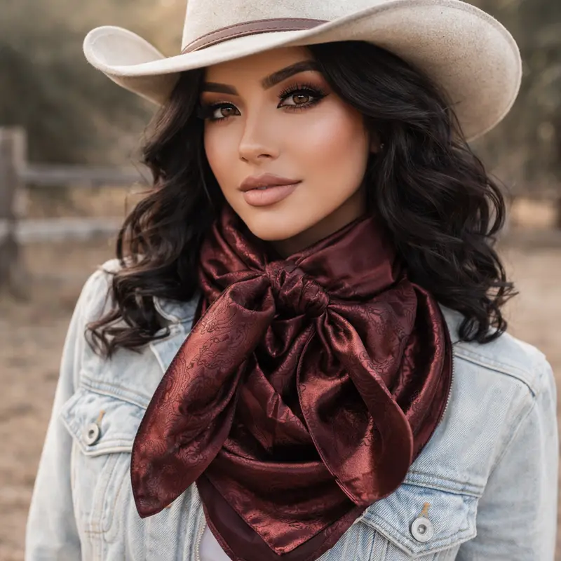 35X35" Brown Jacquard Wild Rag / Scarf Wr4002x 1