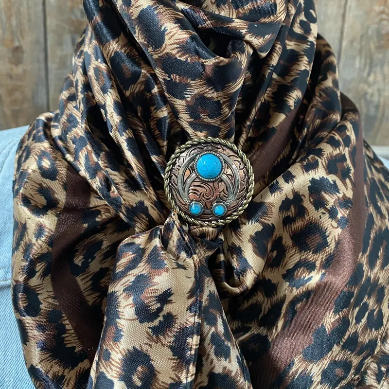 35X35" Brown Leopard Wild Rag / Scarf - W206 Slide Wrc169b 1