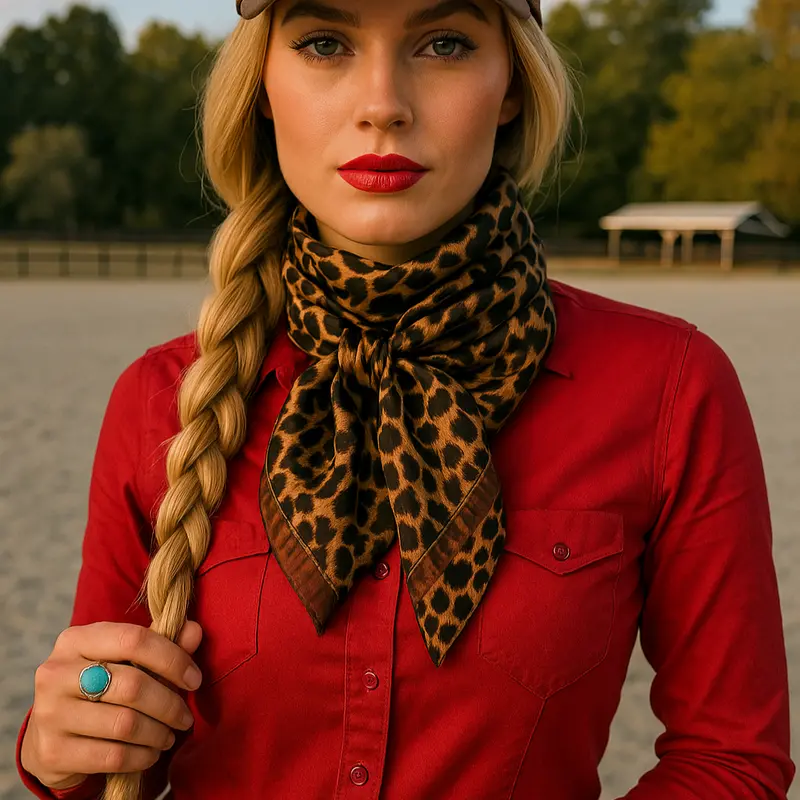 35X35"  Brown Leopard Wild Rag / Scarf Wr169 1