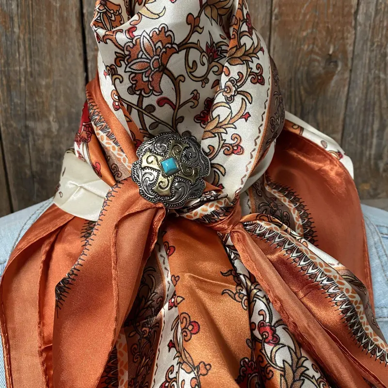 35X35" Burnt Orange & Tan Wild Rag / Scarf -W189l Slide Wrc2179b 1