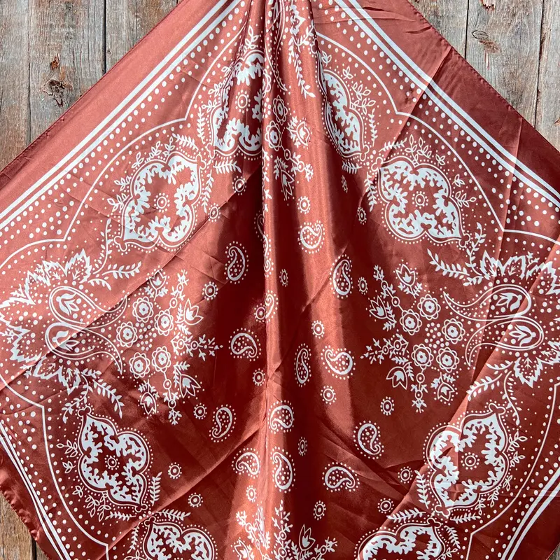 35X35" Copper Floral Paisley Wild Rag / Scarf Wr3381 2