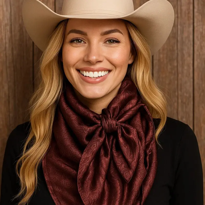 35X35" Dark Brown Jacquard Wild Rag / Scarf Wr4086 1