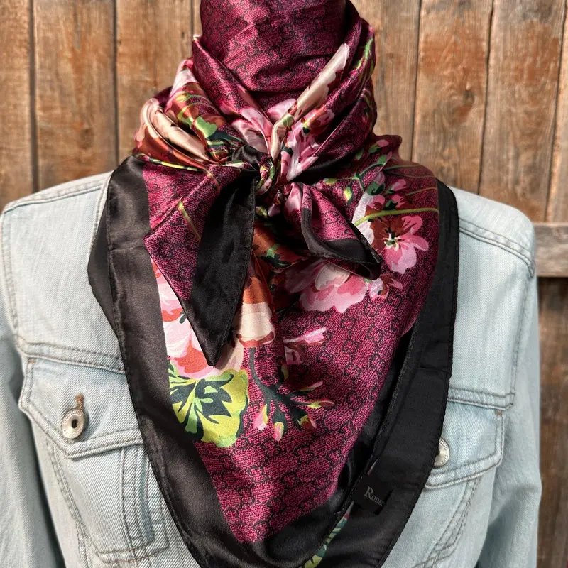 35X35"  Dark Pink Cherry Blossom Wild Rag / Scarf Wr407nw 1