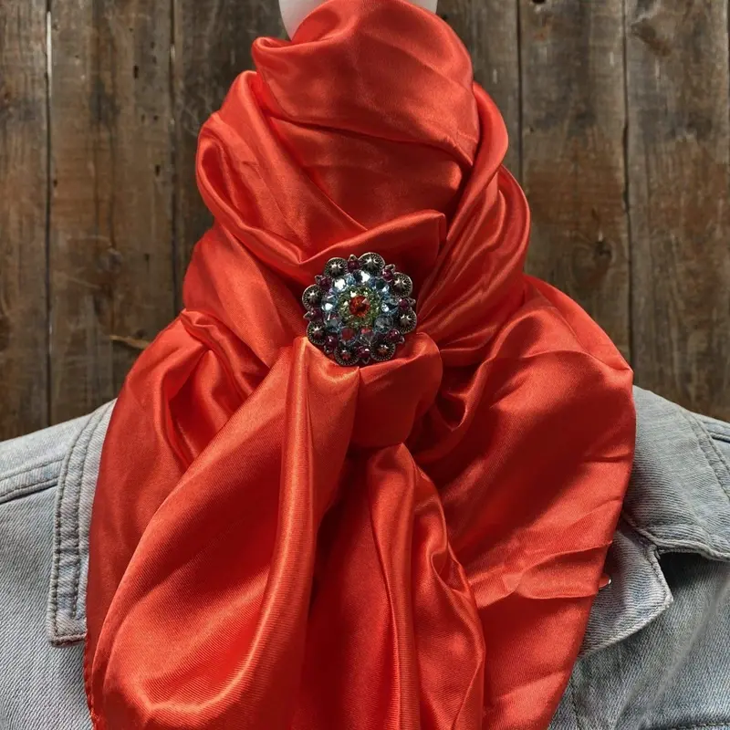 35X35" Electric Red Wild Rag / Scarf - Fire Opal, Teal & Ab  Slide Wrsc10a 1