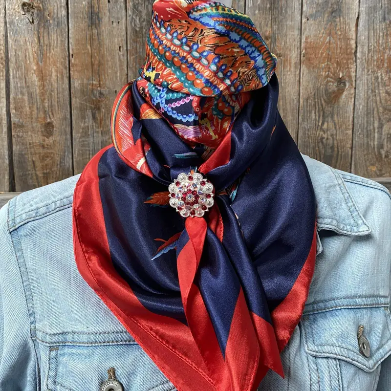 35X35" Feathers Wild Rag / Scarf - Bright Ruby & Ab Slide Wrc642b 1
