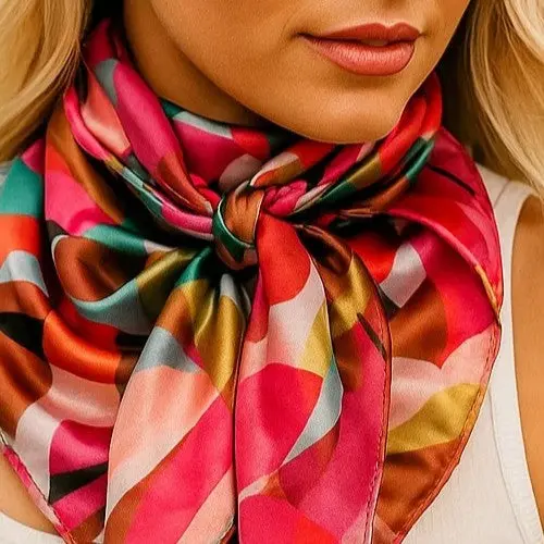 35X35" Fuchsia And Brown Floral Pattern Wild Rag / Scarf Wr1037 1