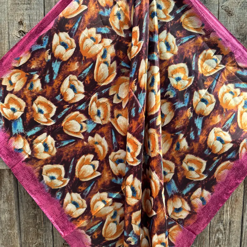 35X35" Fuchsia Floral Wild Rag / Scarf Wr3444x 2