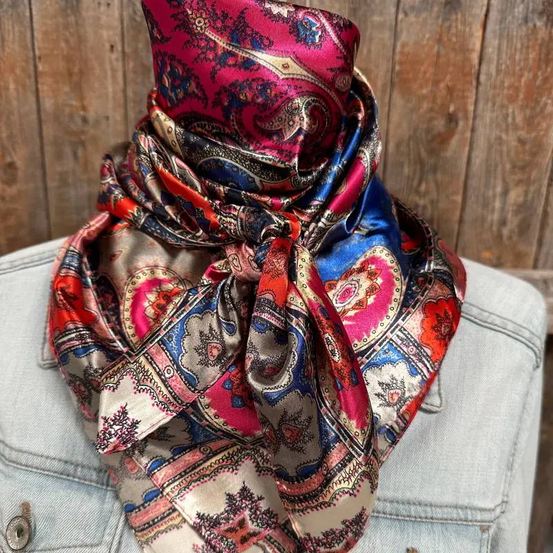 35X35"  Hot Pink Paisley Wild Rag / Scarf Wr909nw 1