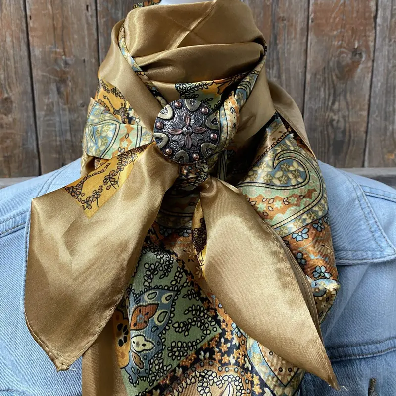 35X35" Neutral Tone Paisley Wild Rag / Scarf -W147 Slide Wrc2040a 1
