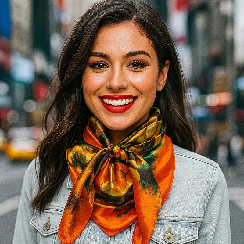 35X35" Orange Floral Wild Rag / Scarf Wr3445x 1